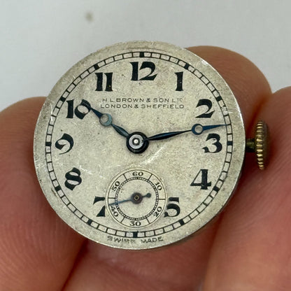 22mm Vintage HL Brown & Son London & Sheffield Manual Wind Watch Movement PARTS