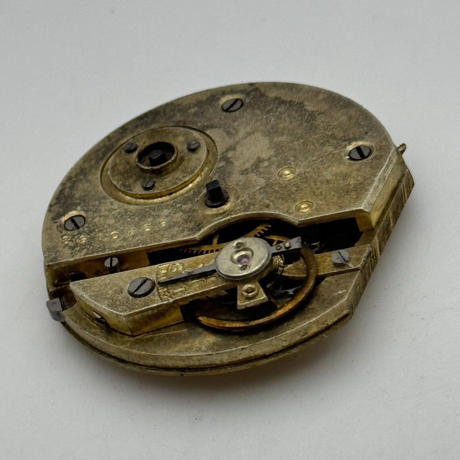 35.9mm Antique Interesting Key Wound Pocket Watch Movement PARTS REPAIR SPARES