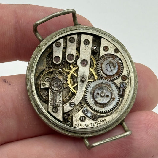 33.6mm Unidentified 15 Jewels Men's Trench Watch Movement Manual Wind PARTS