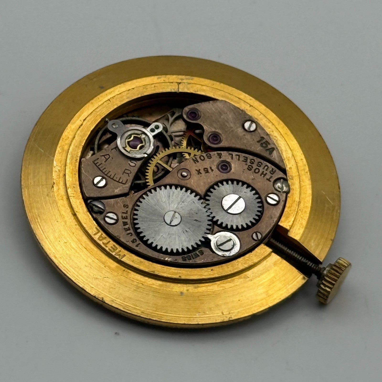 Buser 15A Thomas Russell & Son Watch Movement Running Manual Wind Parts 29.8mm