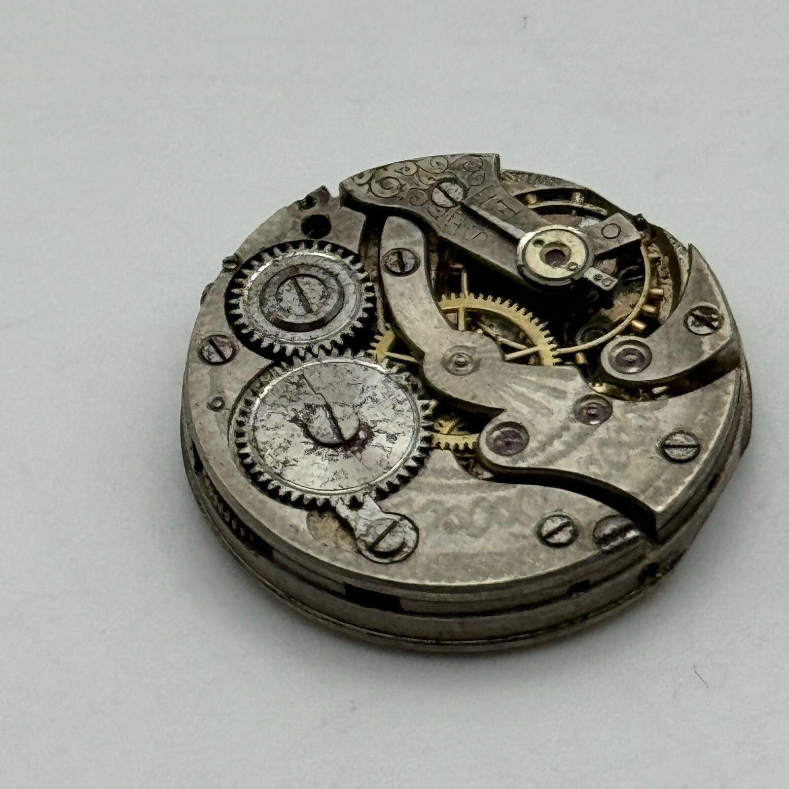 25.3mm Unidentified Trench Watch Movement & Dial Manual Wind Vintage Swiss PARTS