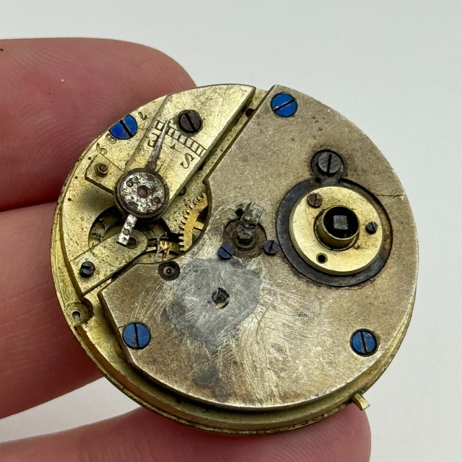 36.2mm Antique Key Wound Partial Pocket Watch Movement PARTS REPAIR SPARES