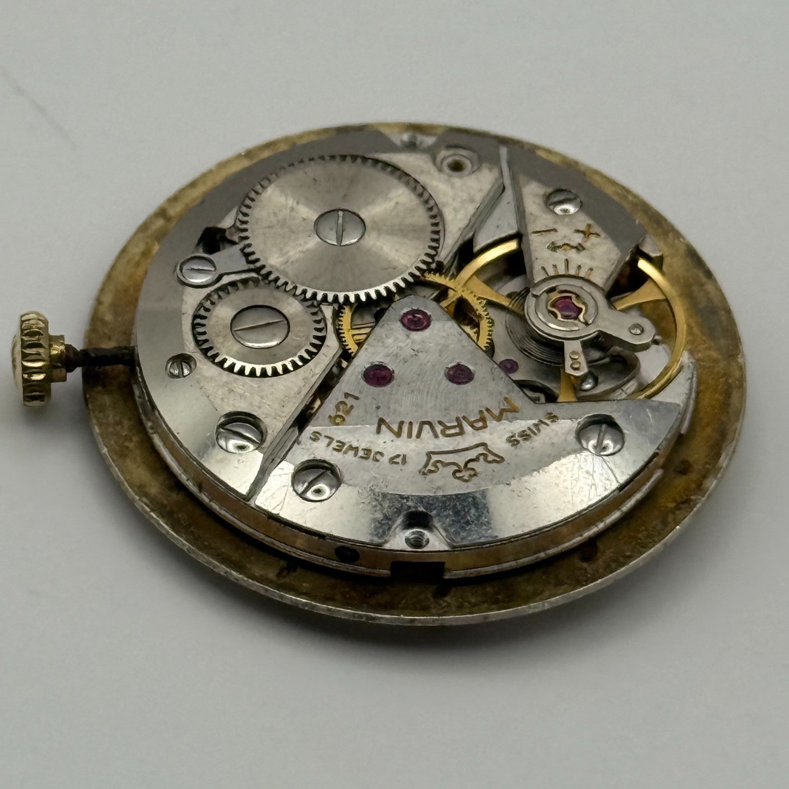 Marvin 621 Watch Movement Manual Wind Vintage Swiss 17 Jewels Parts 25.9mm