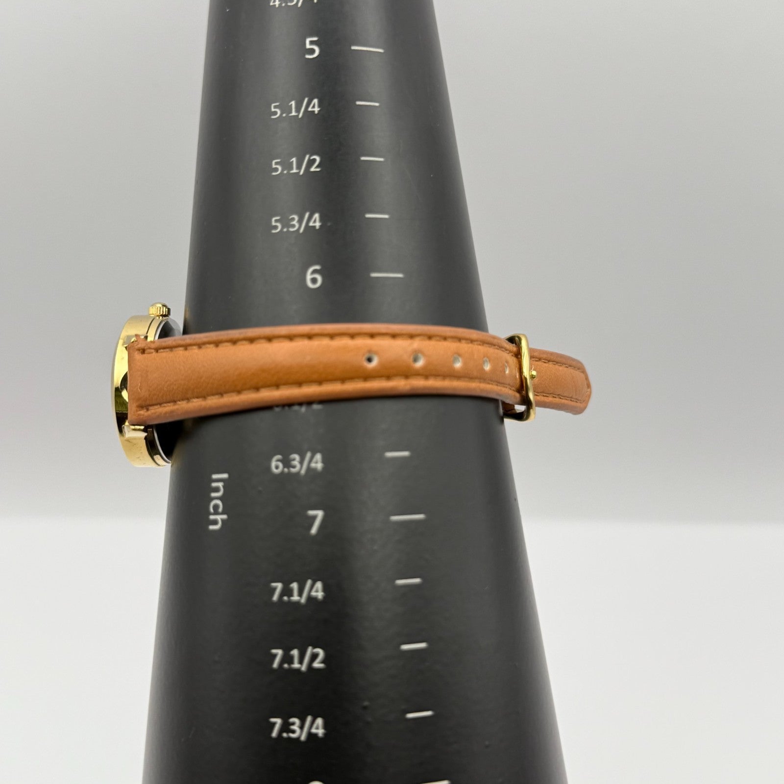 Limit Ladies Quartz Watch White Dial Gold Tone Case Brown Strap Working 25mm