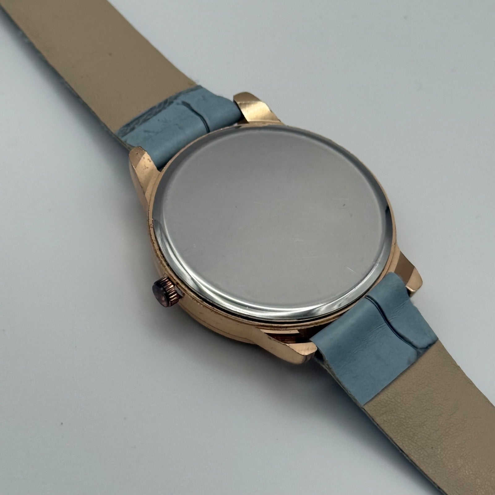 Working Ladies Rose Gold Tone Blue Dial & Strap Seconds Hand 34mm Quartz Watch