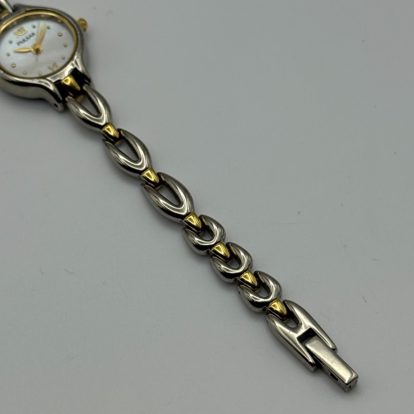 20mm Working Ladies Pulsar V401-X209 Two Tone Quartz Japan Watch 6.5 Inches