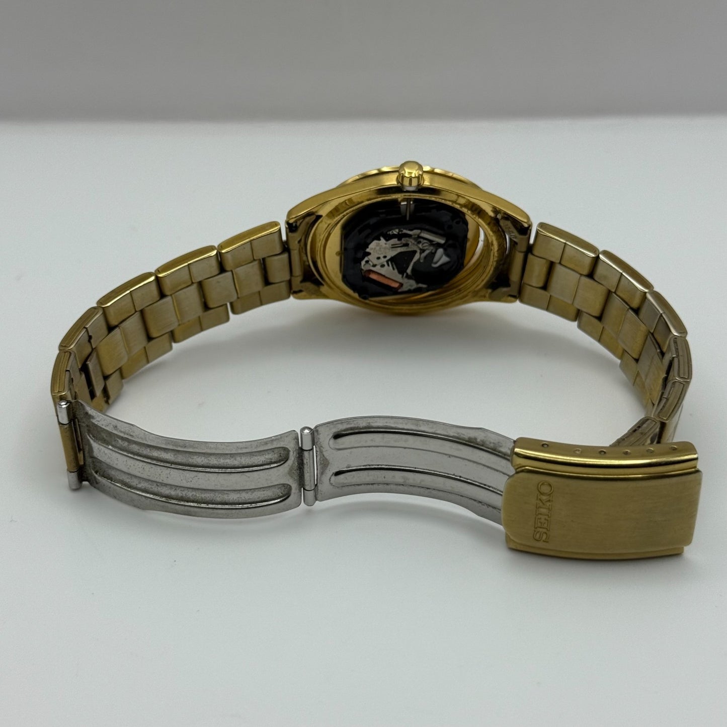 Seiko Mens Quartz Watch 7N43-9070 Gold Tone Bracelet Japan 36mm PARTS REPAIR