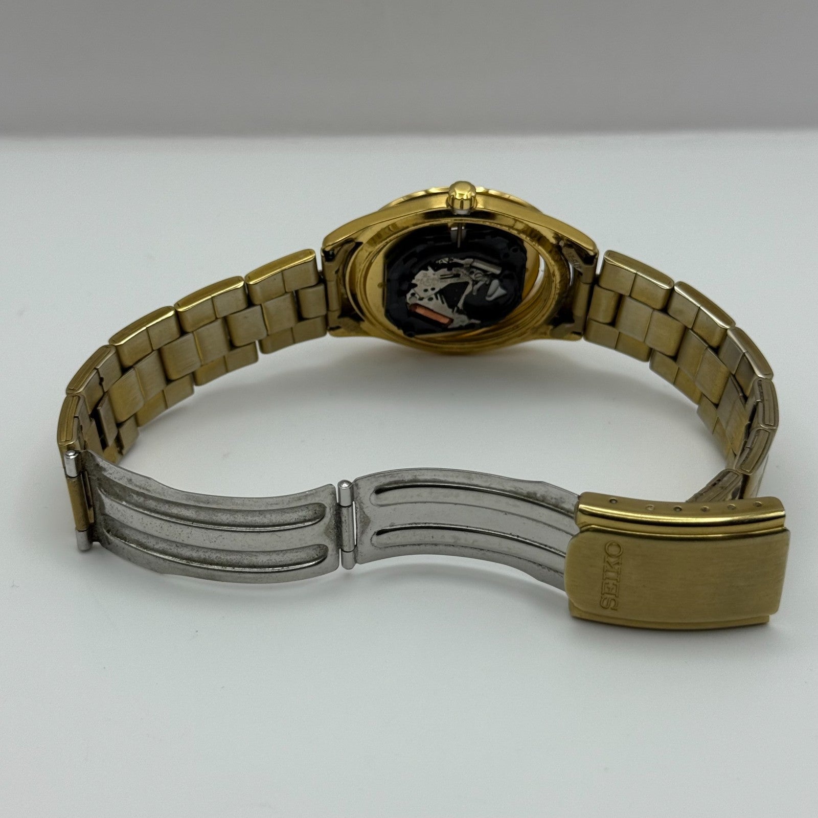 Seiko Mens Quartz Watch 7N43-9070 Gold Tone Bracelet Japan 36mm PARTS REPAIR