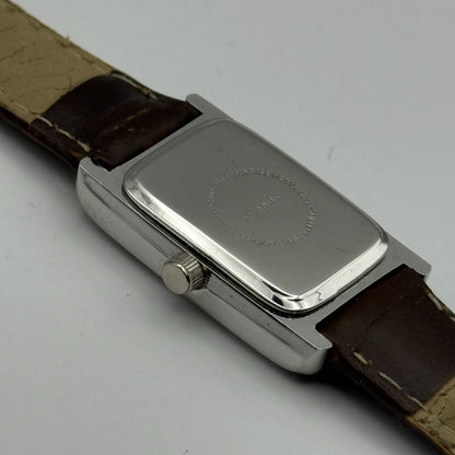 Alpine Ladies Quartz Watch Rectangle Dial Brown Leather Strap Japan Working 18mm