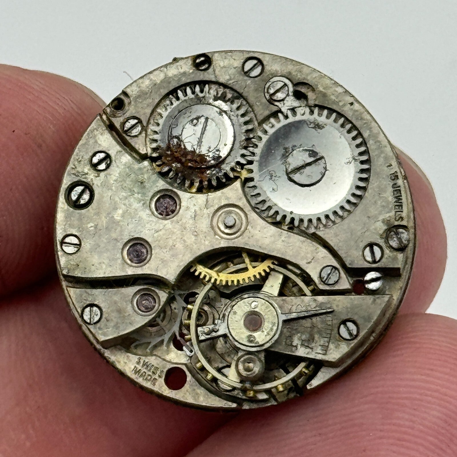 23.6mm Balance Intact 15 Jewels Manual Wind Watch Movement Swiss Vintage PARTS