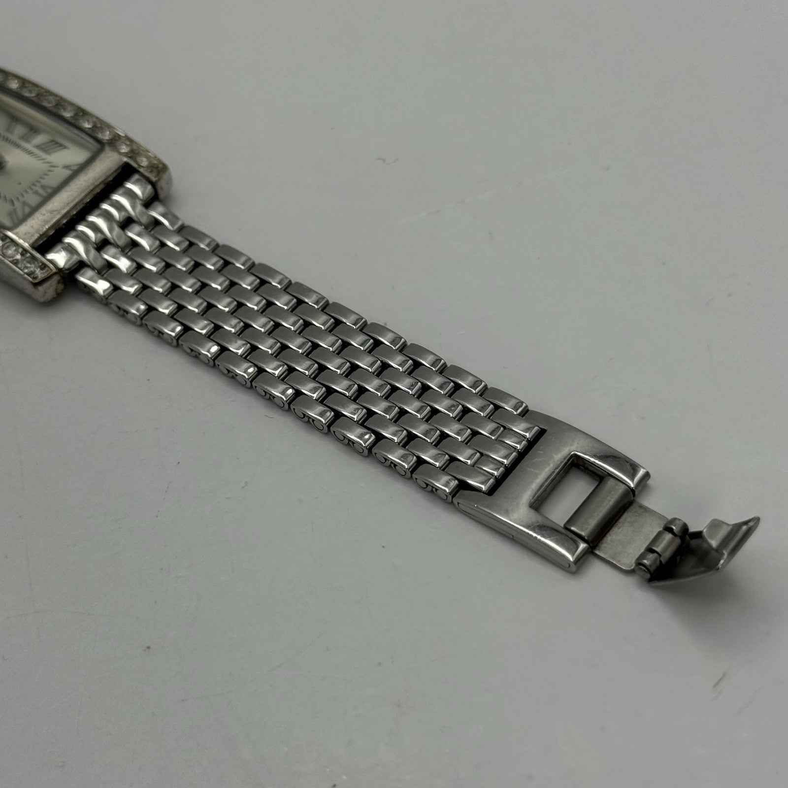 20mm Working Ladies M&S Silver Tone Jewelled Quartz Watch Broken Strap