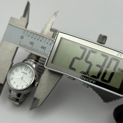 Lorus Ladies Quartz Watch White Dial Silver Tone Stretch Band Japan Working 23mm