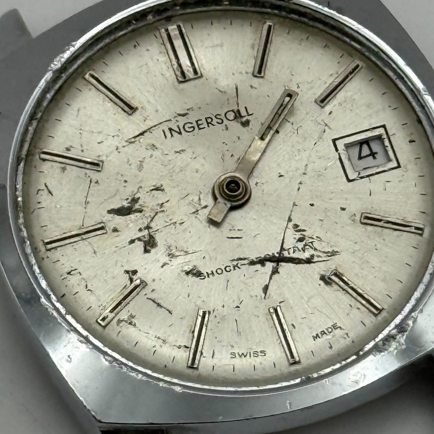 34mm Men’s Vintage Ingersoll Ronda RL 1215-21 Date Dial Swiss Watch PARTS REPAIR