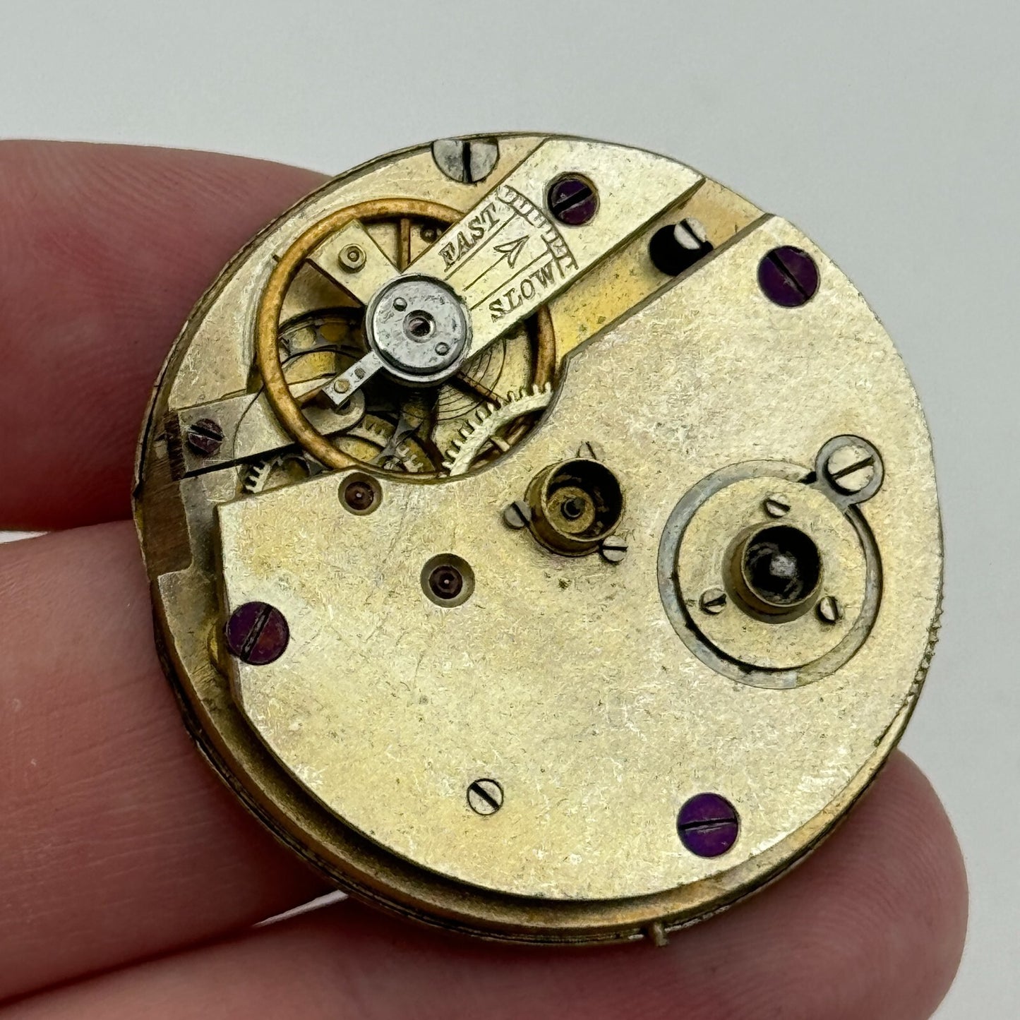 36.5mm Antique Key Wound Beautiful Gold Plated Dial Pocket Watch Movement PARTS