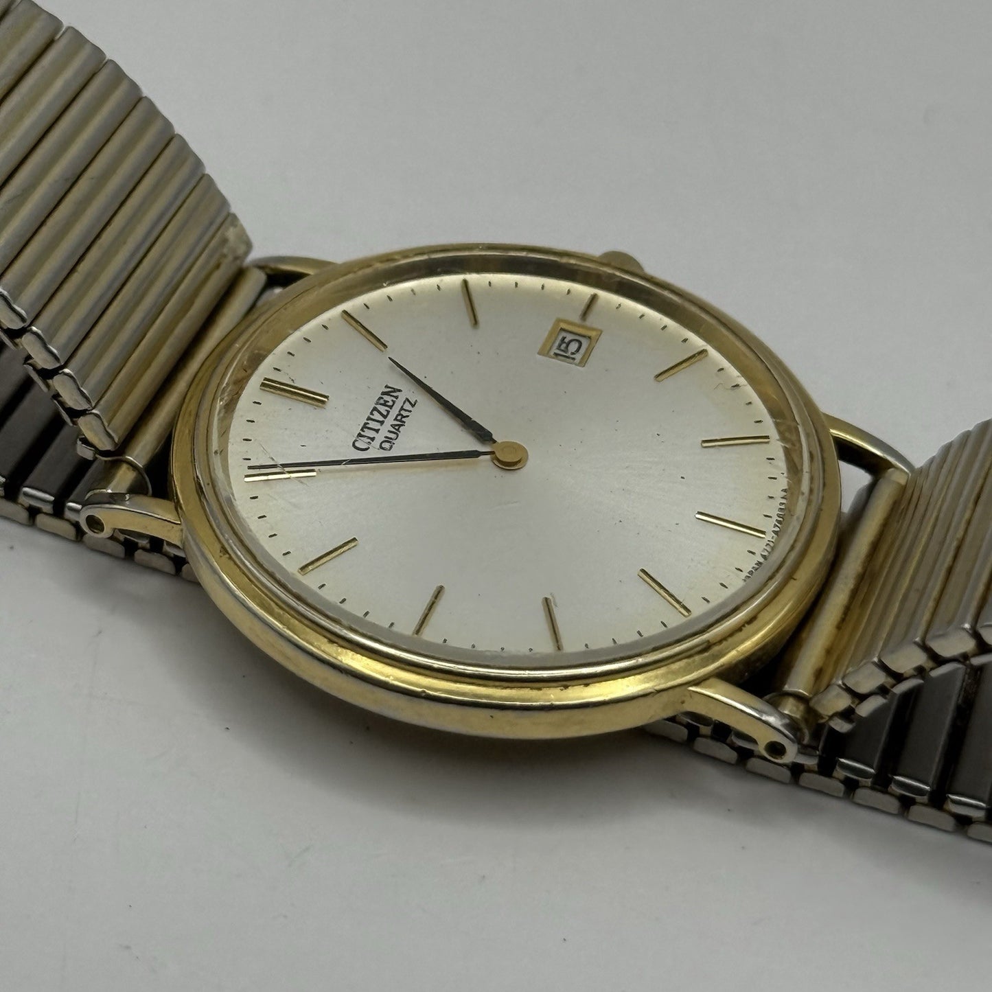 33mm Working Vintage Unisex Citizen Gold Plate Date Dial Expandable Quartz Watch