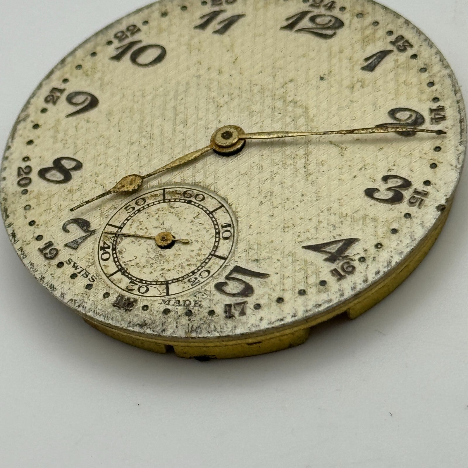 40.7mm Swiss 24 Hour Dial Sub Seconds Pocket Watch Movement Hands PARTS SPARES
