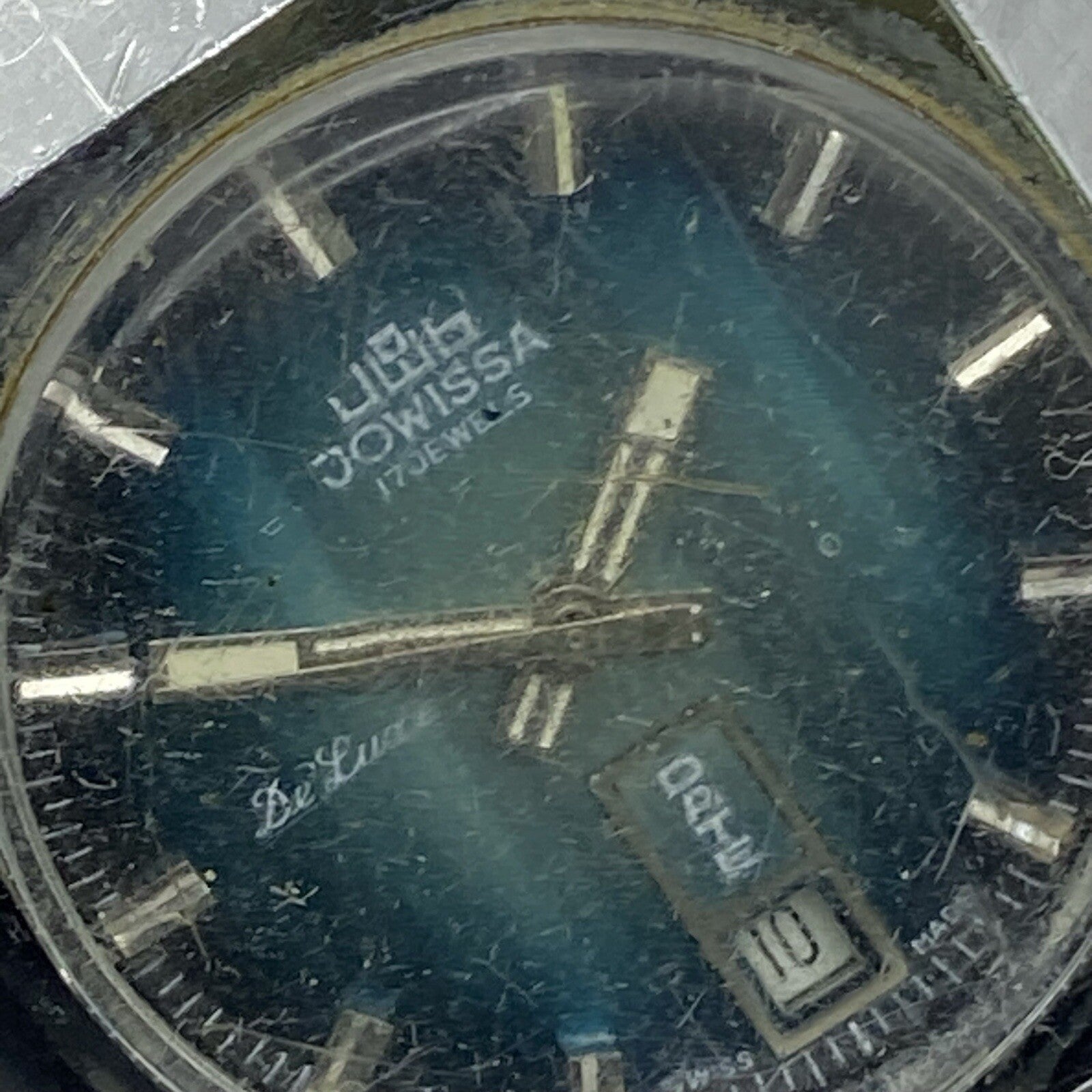 37mm Gents Jowissa De Luxe Large Date Dial Watch Head FOR PARTS TO RESTORE