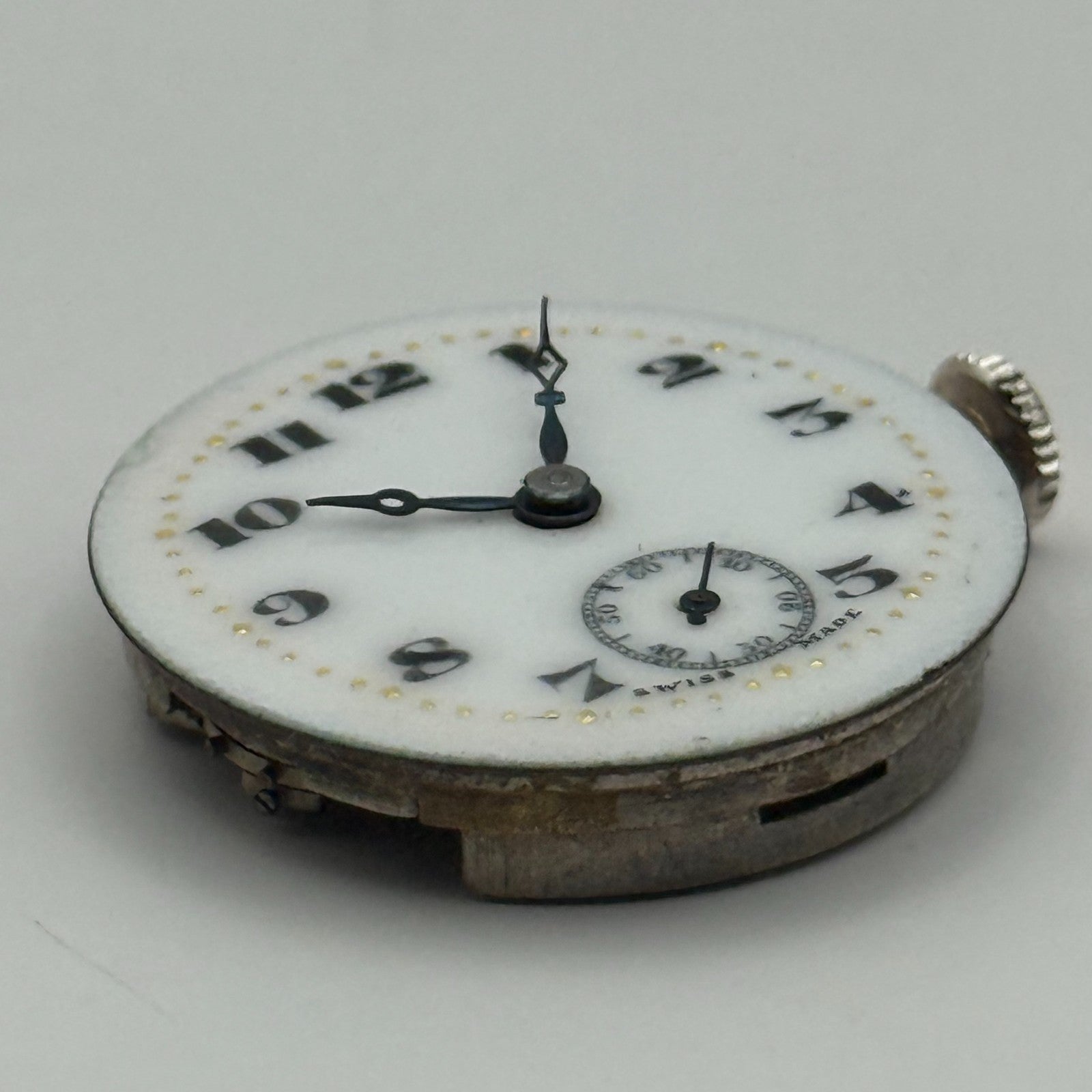 Quality Enamel Dial Watch Movement Manual Wind Vintage Swiss Parts Repair 23.1mm