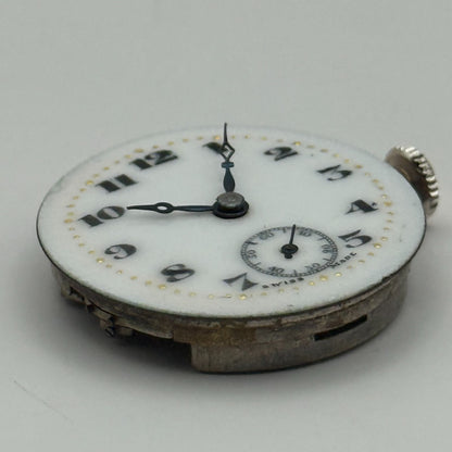 Quality Enamel Dial Watch Movement Manual Wind Vintage Swiss Parts Repair 23.1mm