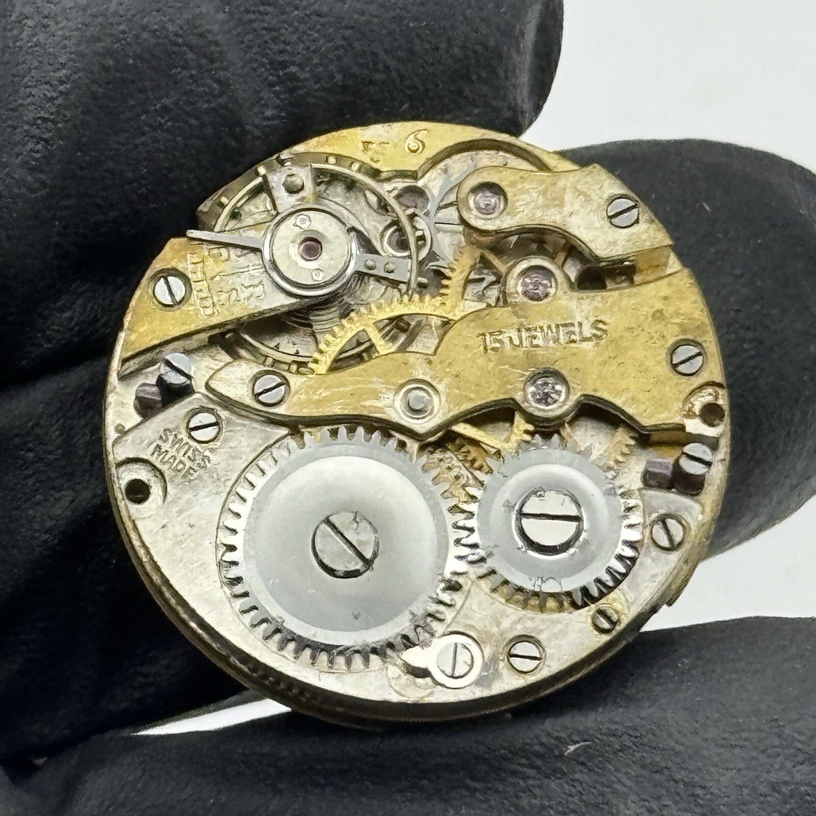 23.8mm Military Dial Swiss Watch Movement Art Deco Hands Parts Repair Restore