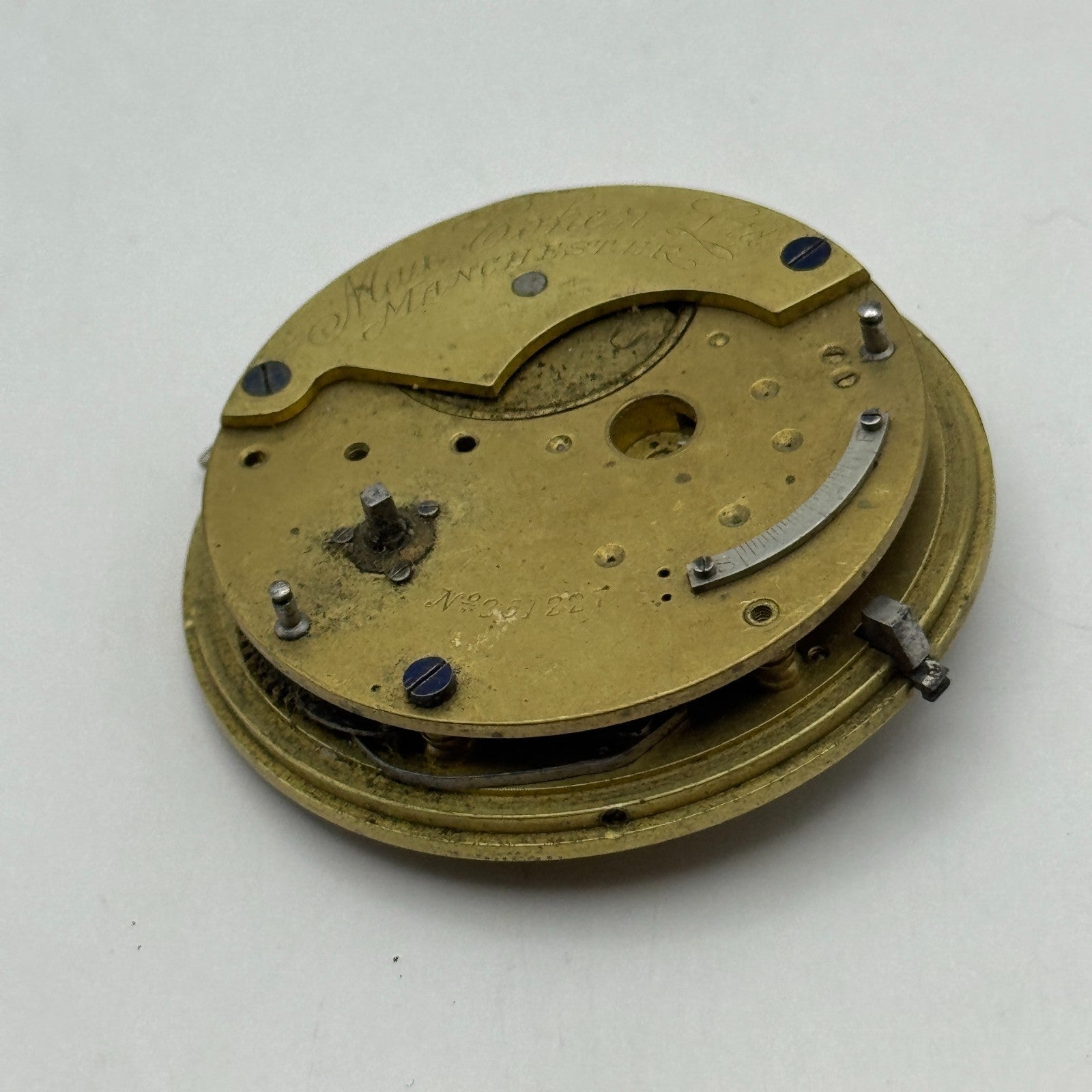 Fusee Pocket Watch Movement Antique English Manchester Parts Repair Spare 48.1mm