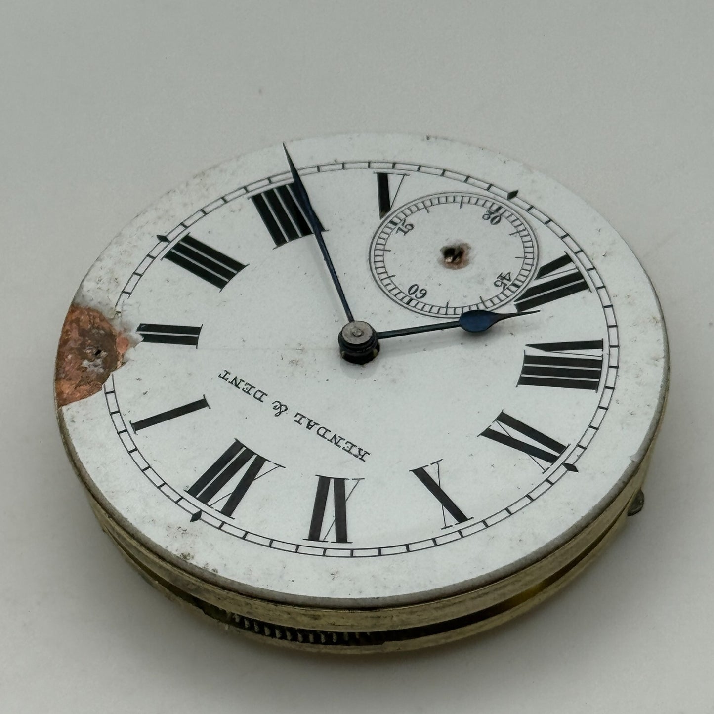 42.7mm Antique Kendal & Dent Key Wound Pocket Watch Movement PARTS REPAIR SPARES