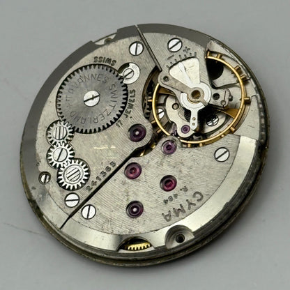 Cyma R. 484 Watch Movement Manual Wind Vintage Swiss 17 Jewels Parts 28.2mm