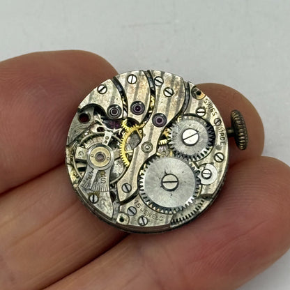 23.2mm Vintage 15 Jewels Swiss Trench Watch Movement Manual Wind PARTS REPAIR