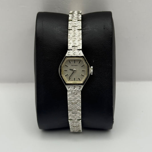 19mm Running Vintage Ladies Rotary Swiss Silver Tone Manual Wind Watch PARTS