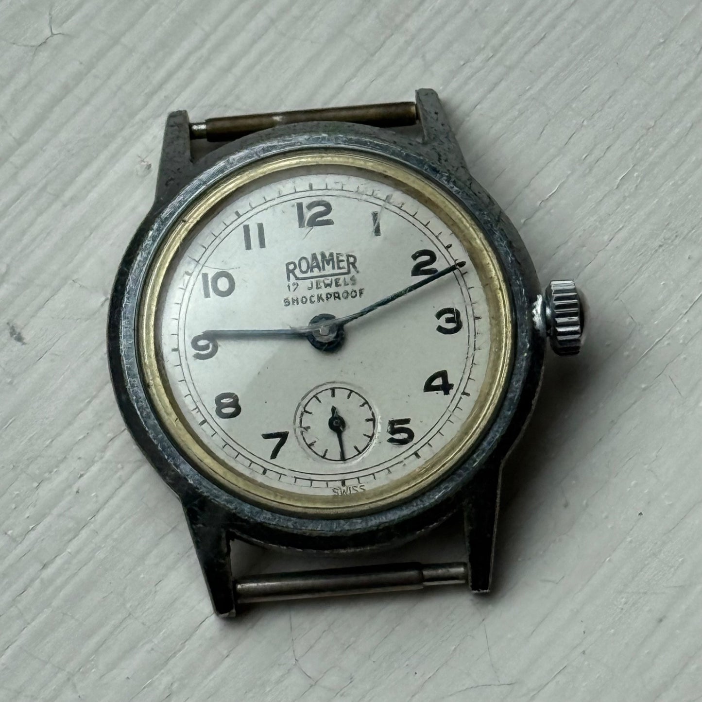 Vintage Roamer Shockproof Watch Brevete 215999 180459 Sub Secs Watch To Restore