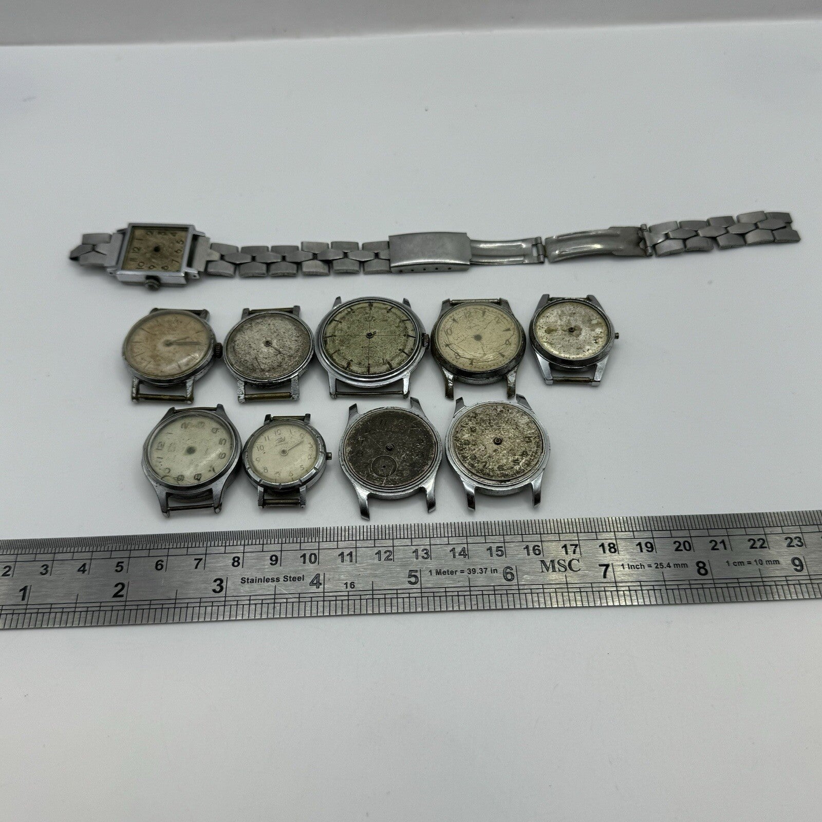 10 x Vintage Soviet Manual Wind Watch Heads For Parts Repair Job Lot Bundle