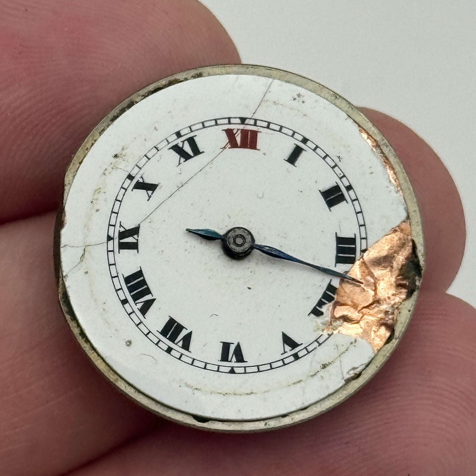 25.4mm Unidentified Roman Numerals Trench Watch Movement Manual Wind PARTS SPARE