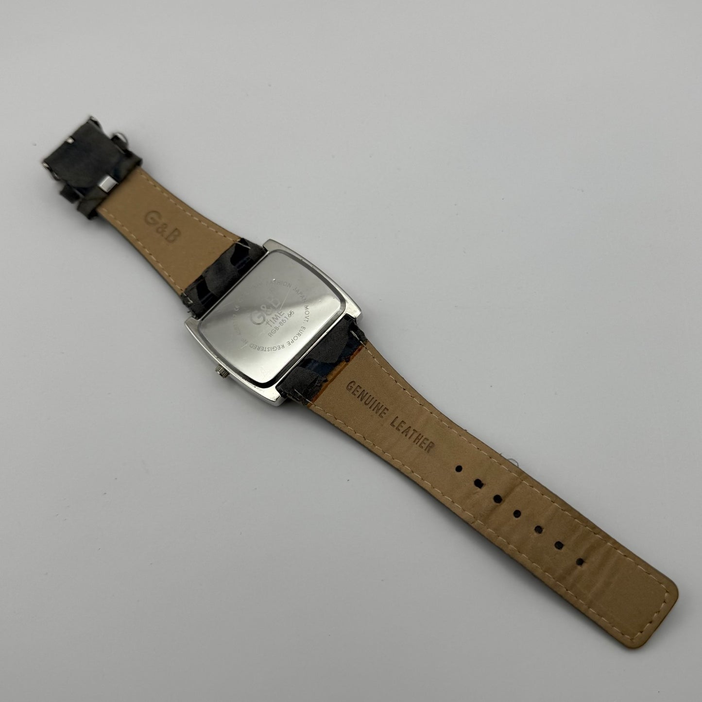 G&B Time Fashion Ladies Quartz Watch Crystal Accents Leather Strap Working 42mm