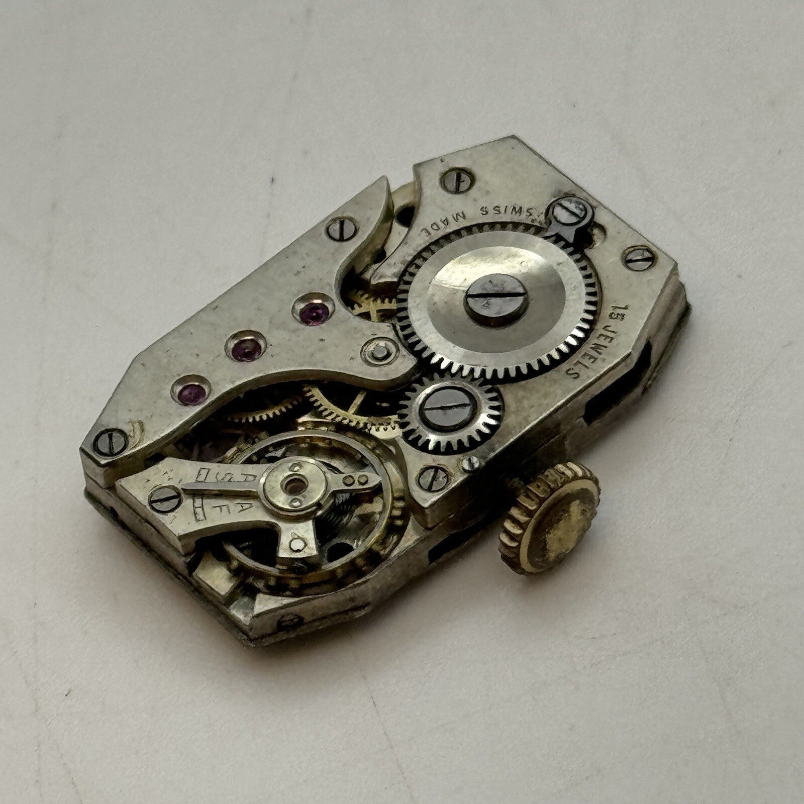 15.2mm Running Art Deco Cal 411 Tank Watch Movement Dial Hands Restoration