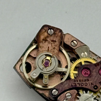 9mm  Vintage Bulova Ladies Baguette Tank Nicolet Swiss Watch Movement FOR PARTS