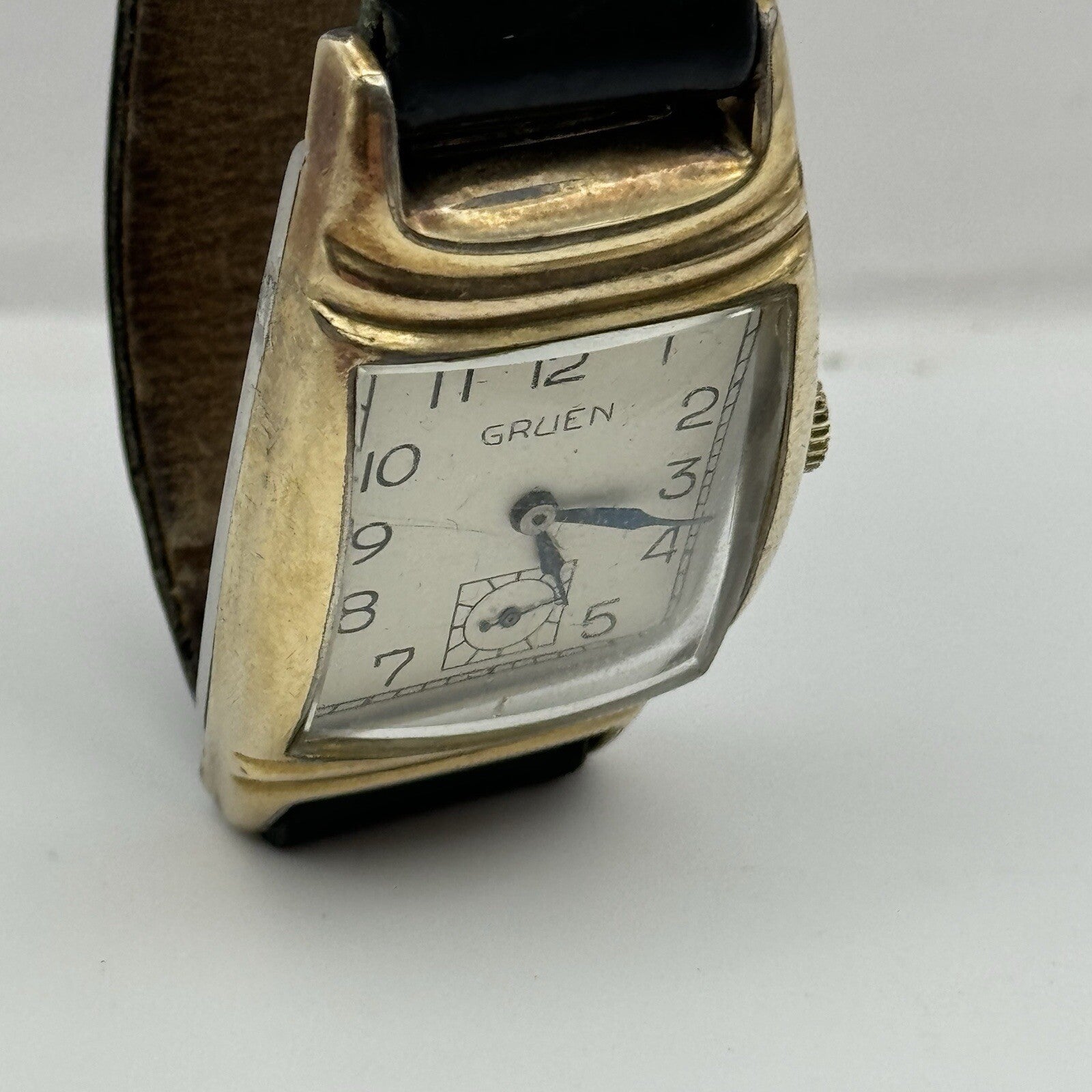 24mm RUNNING Gruen Precision 115 Curved Art Deco Tank Watch Vintage TO RESTORE