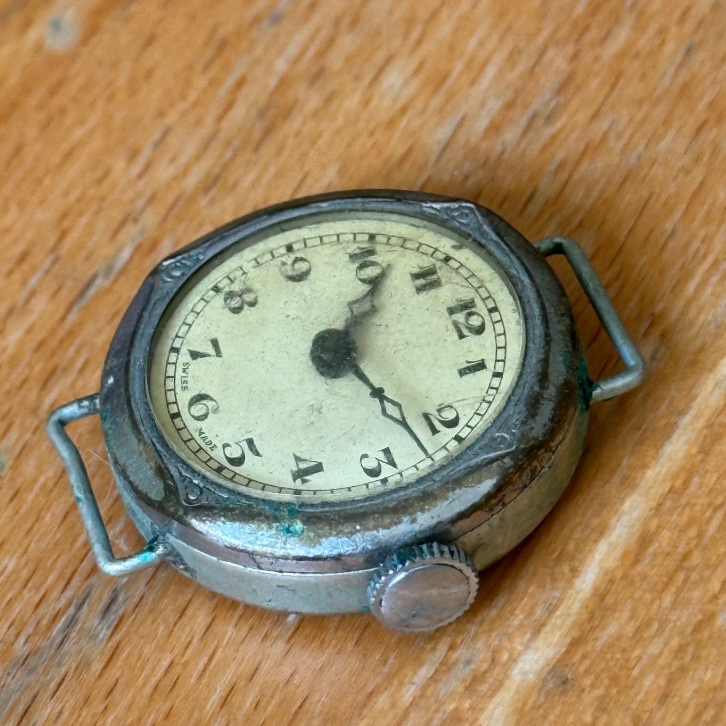 24mm Vintage Swiss Made Trench Watch Manual Wind FOR PARTS / REPAIR