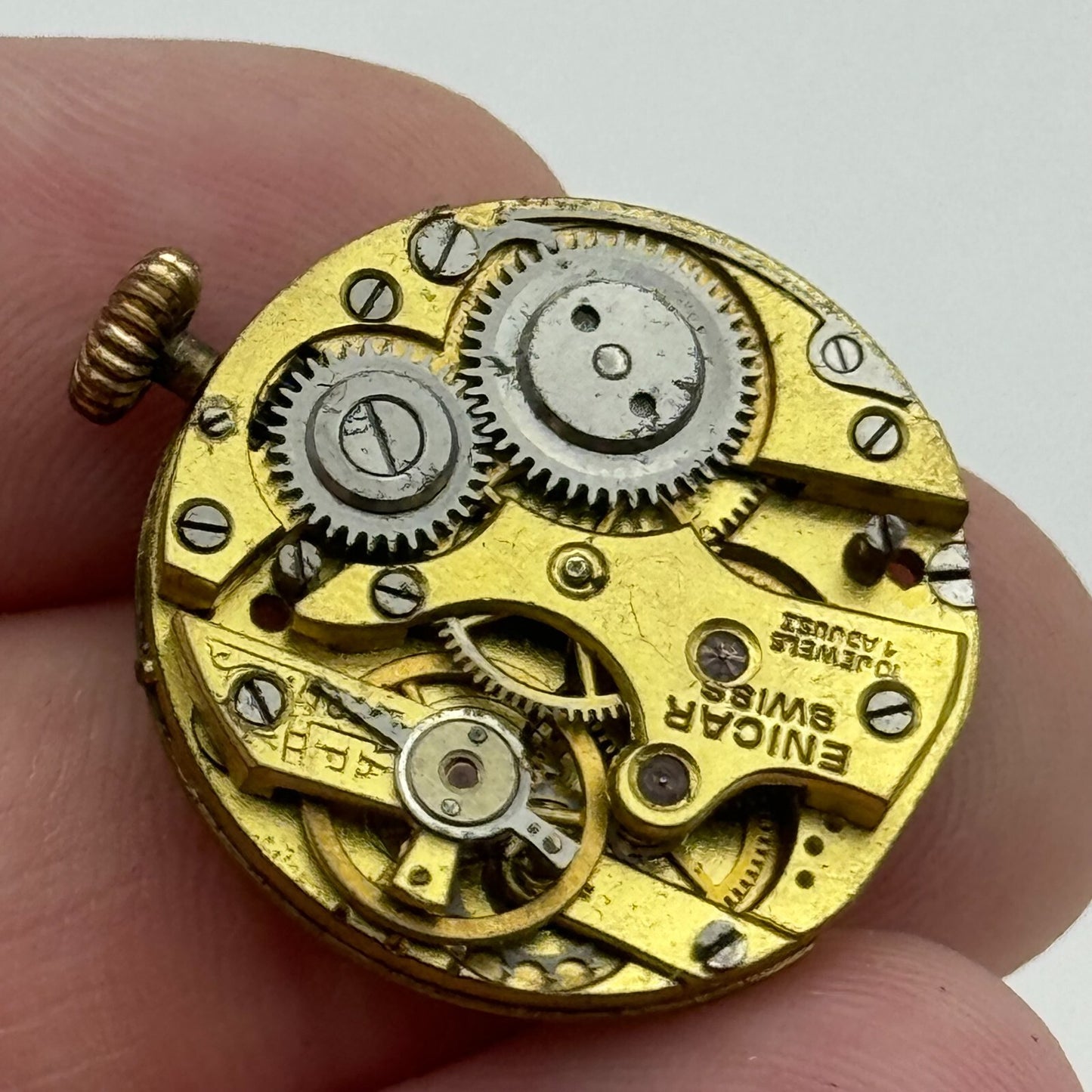 23.6mm Rare Antique Enicar Trench Watch Movement Manual Wind Swiss Vintage PARTS