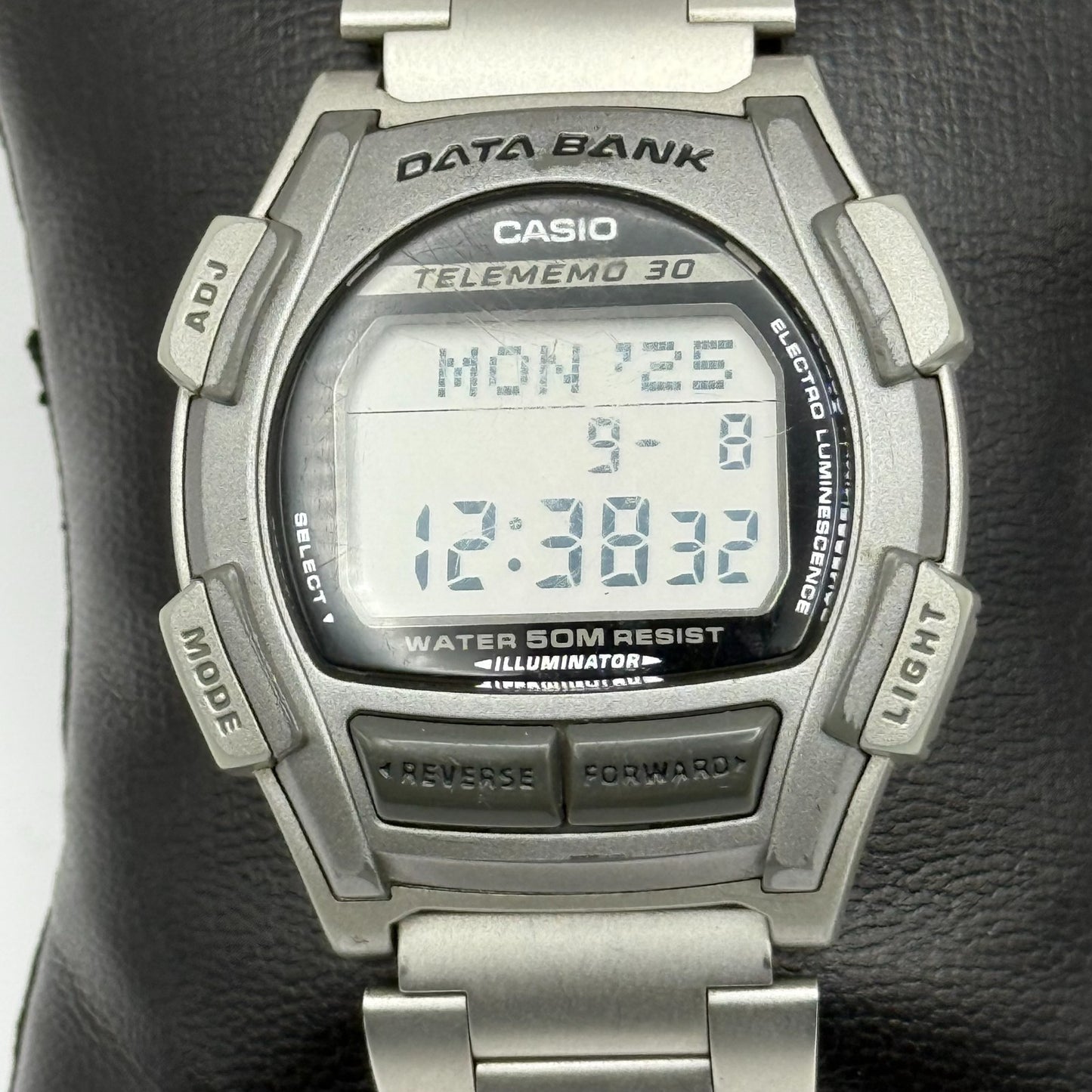 Casio DB-35H Data Bank Telememo 30 Men’s Quartz Watch Silver Tone Working 39mm
