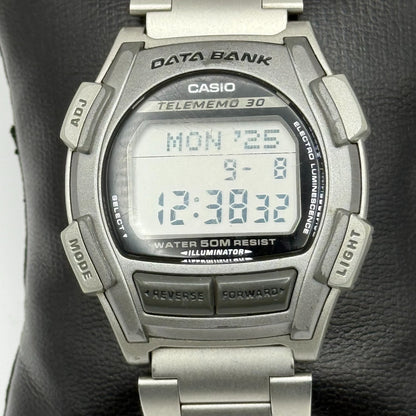 Casio DB-35H Data Bank Telememo 30 Men’s Quartz Watch Silver Tone Working 39mm