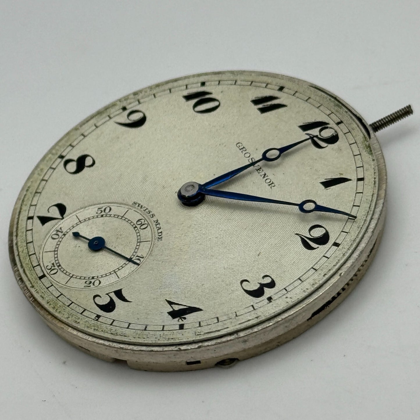 41.5mm Antique Grosvenor Open Face Sub Seconds Swiss Pocket Watch Movement PARTS