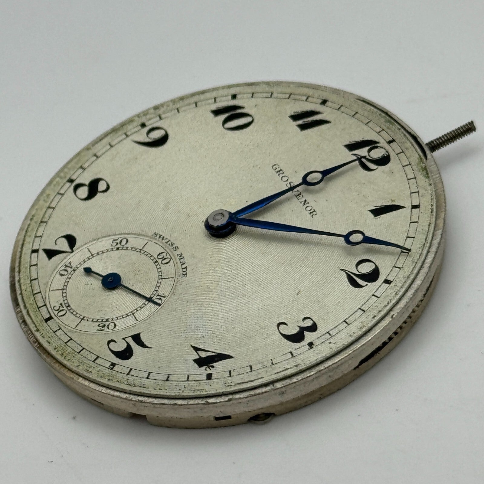 41.5mm Antique Grosvenor Open Face Sub Seconds Swiss Pocket Watch Movement PARTS