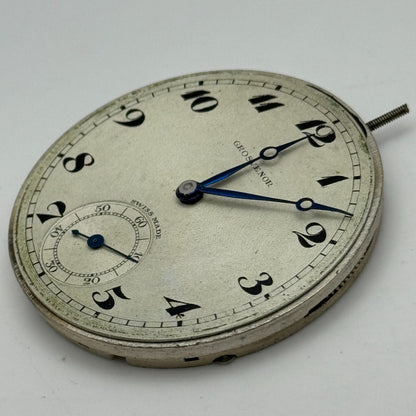 41.5mm Antique Grosvenor Open Face Sub Seconds Swiss Pocket Watch Movement PARTS