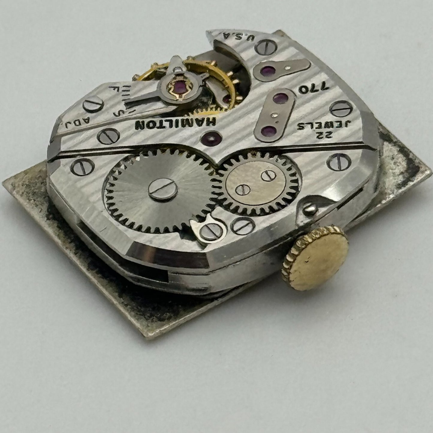 20.4mm Running Hamilton Cal 770 Manual Wind 22 Jewels USA Watch Movement PARTS