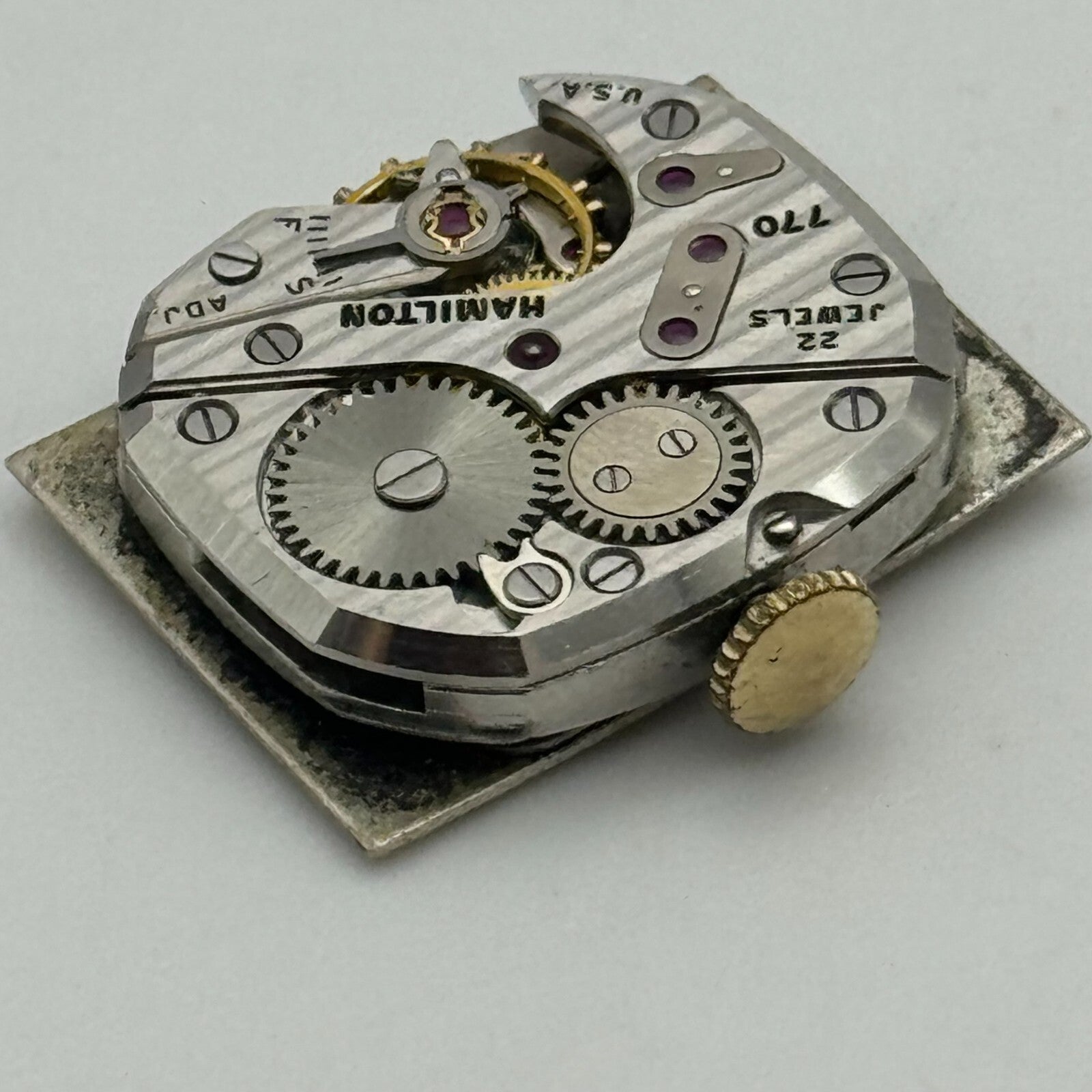 20.4mm Running Hamilton Cal 770 Manual Wind 22 Jewels USA Watch Movement PARTS