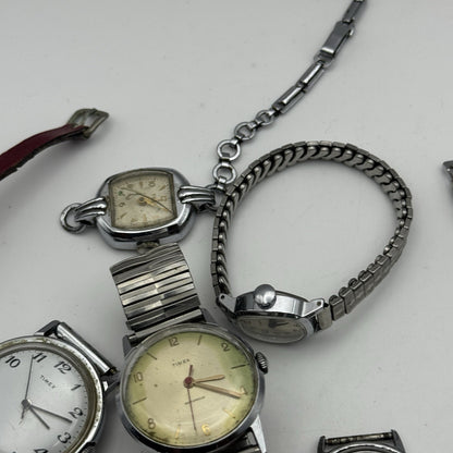 Bundle Of 12 Vintage Timex UK Watches Mechanical Wind Up Job Lot Parts Repair