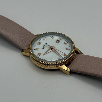 27mm Working Ladies Limit Mother Of Pearl Date Dial C-VJ22 Pink Quartz Watch