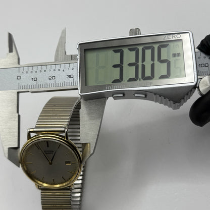 33mm Working Vintage Unisex Citizen Gold Plate Date Dial Expandable Quartz Watch
