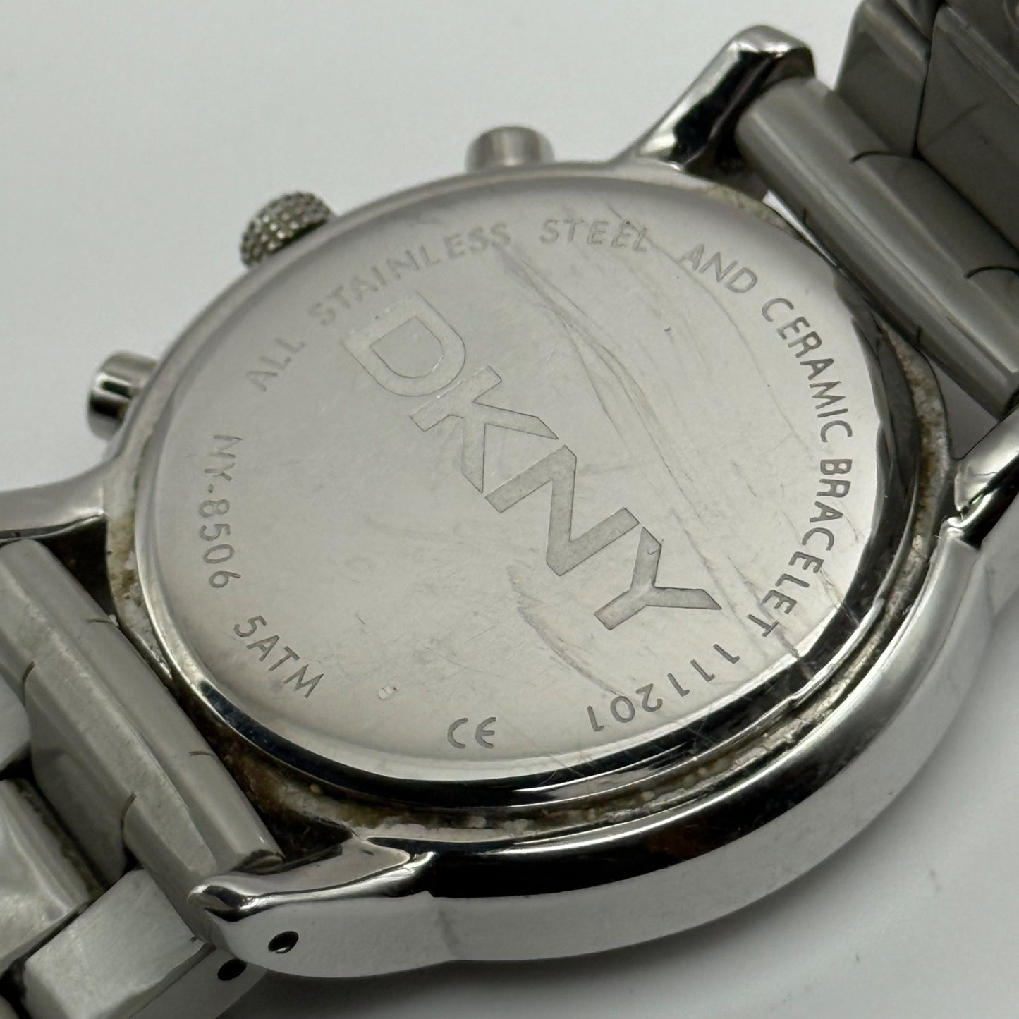 DKNY Ceramic Chronograph Watch Quartz Date Dial 38mm NY-8506 Bracelet Unisex