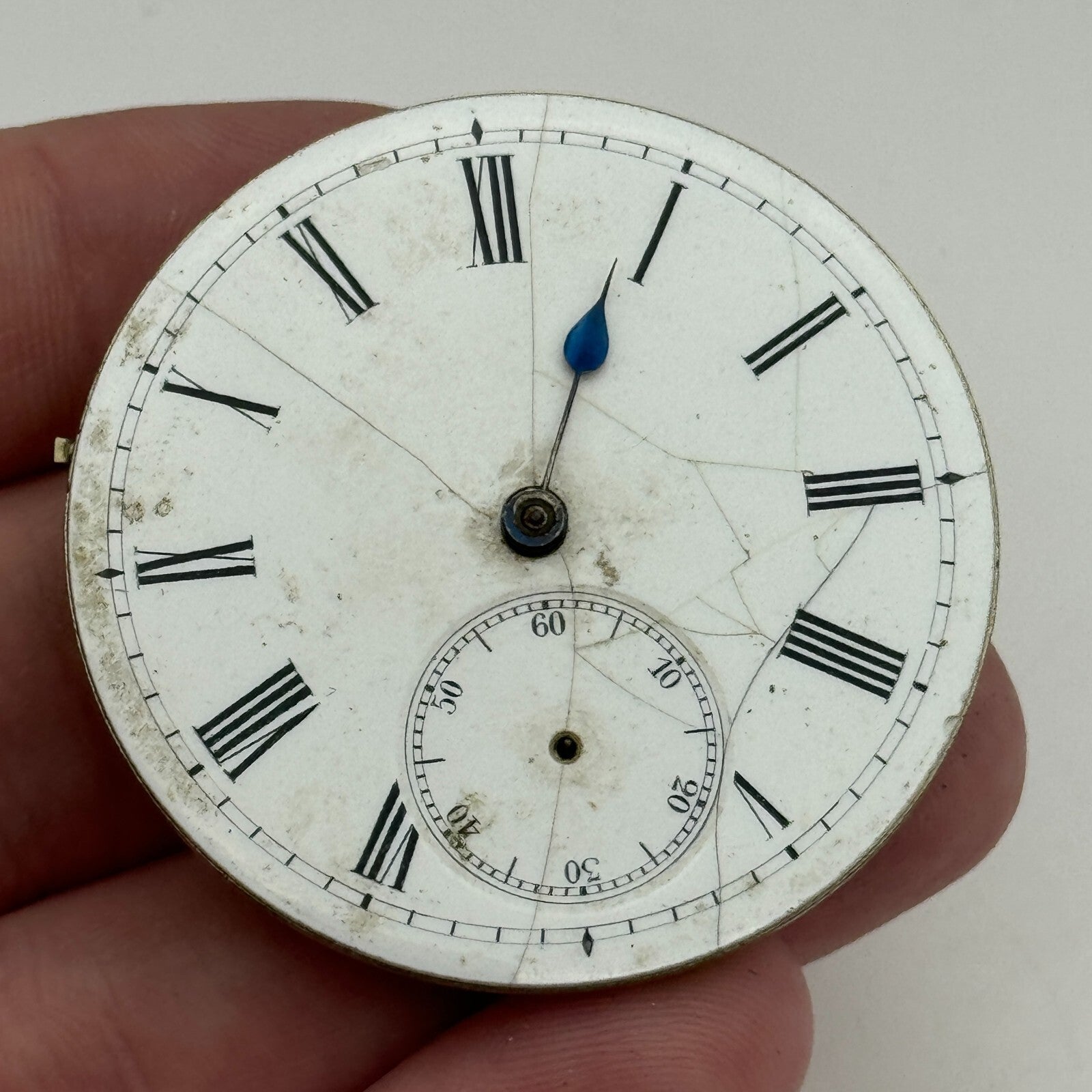 45.1mm Antique Unidentified Key Wound Pocket Watch Movement PARTS REPAIR SPARES